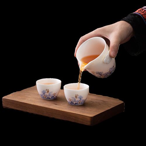 高档便携式旅行茶具小套装一壶两杯旅F游快客杯盖碗收纳包羊脂玉