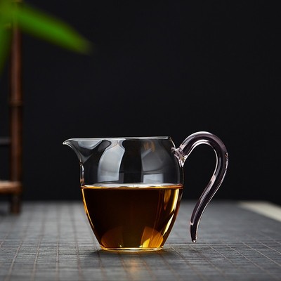 新羽耐热玻璃公道杯磨砂s公杯分茶器手工倒茶匀杯带把茶海功夫茶