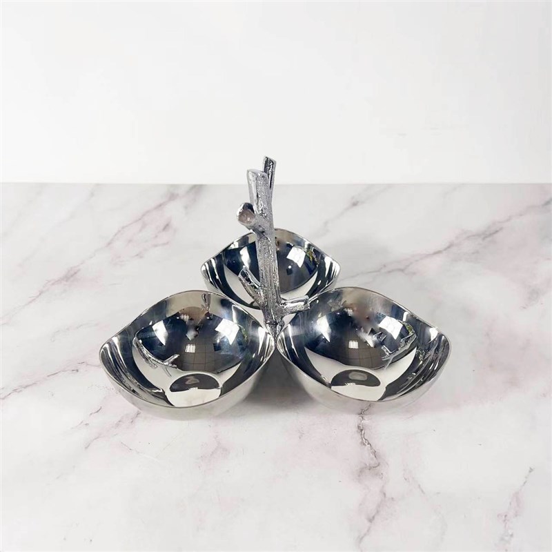 欧式不锈钢茶点盘创意水果盘家用茶几零K食糖果点心干果碗小吃碟