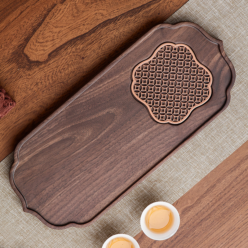 黑胡桃干泡台茶盘k实木整块北美壶承原木轻奢日式茶室单人小型托