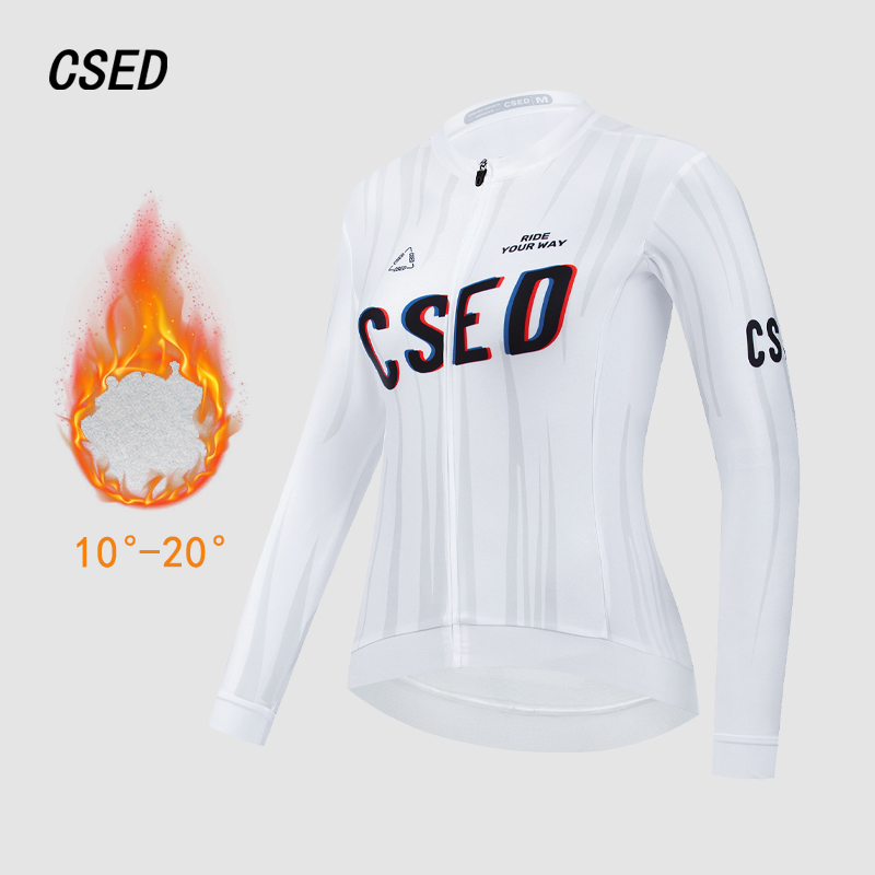 CSED骑行服女长袖抓绒保暖抗起球