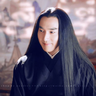 古装古风杀阡陌男女通用cos黑长直发中分无刘海全头套长发假发男