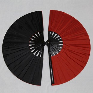 双面红黑色太极扇功夫扇响扇木兰扇古典舞蹈扇表演 小影时候折扇