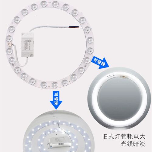 led吸顶灯灯芯改造灯板替换灯盘环形灯贴光源无频闪遥控透镜模组