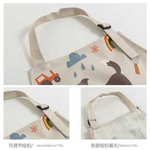家用厨房卡通可爱带兜围裙洋气韩版 日式 宠物店花店画画工作服罩衣