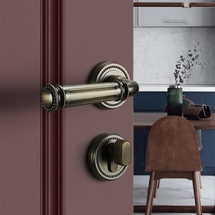 瑞亨.铂曼 卧室门锁房间门家用通用型分体静音门把手磁吸卫生间