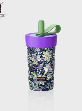 MAGRACE吸管奶茶杯保温水杯2025新款女生高颜值陶瓷内胆咖啡杯子