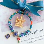 泰国佛牌 孔雀蓝车载后视镜挂饰汽车挂件吊 龙婆苏l班四面佛车挂