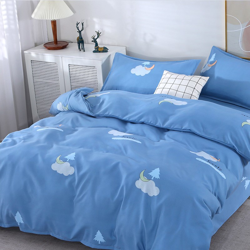 a类母婴级纯棉被套四件套加厚磨毛1E.5被罩学生宿舍床单全棉三件