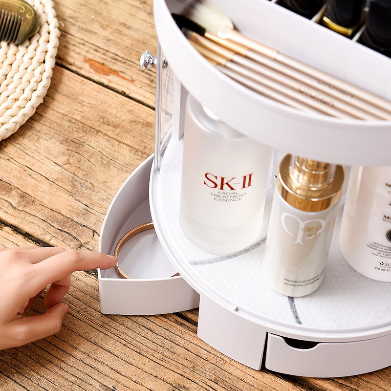 化妆品收b纳盒厂家直销塑料桌面梳妆台口红架防尘护肤品透明置物