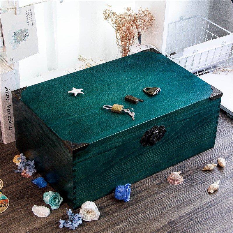 实木箱复古小木箱储物箱收纳盒长方形带锁木箱子小X木盒木质盒子,收纳整理,收纳箱,淘宝优惠券,粉丝福利购,淘宝优惠卷