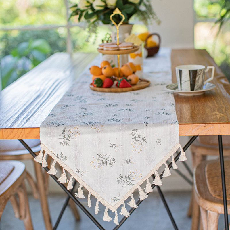 棉麻小清新长方形桌旗田园风植物花卉茶几餐边P柜电视柜玄关柜盖,居家布艺,桌旗,淘宝优惠券,粉丝福利购,淘宝优惠卷