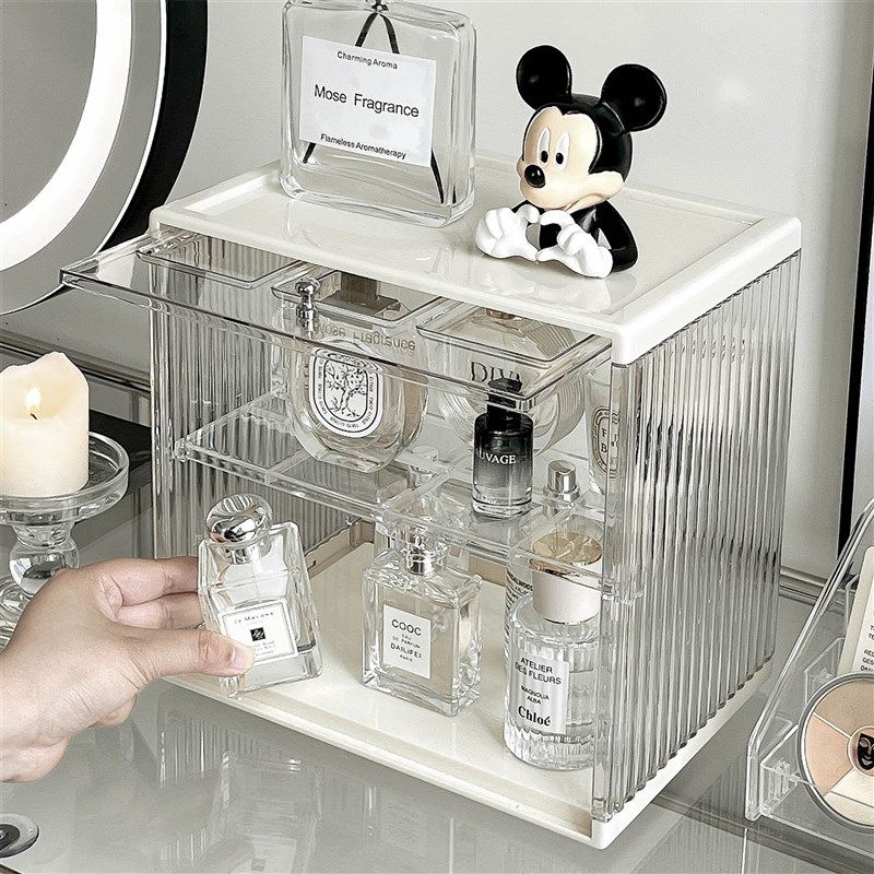 轻奢透明香水收纳展示柜桌面护肤品防尘收纳盒化S妆台化妆品置物,收纳整理,桌面收纳盒,淘宝优惠券,粉丝福利购,淘宝优惠卷