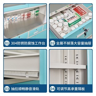 西药柜处置台医用不锈钢配药柜口腔牙G科无菌治疗柜宠物诊所药品