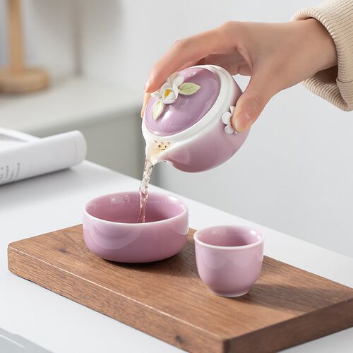 便携式旅b行茶具套装单个人专用泡茶壶茶杯露营户外精致女士快客