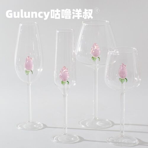 香槟红酒杯新婚礼物无铅水晶高脚杯子高颜值 P杯结婚礼物法式中古