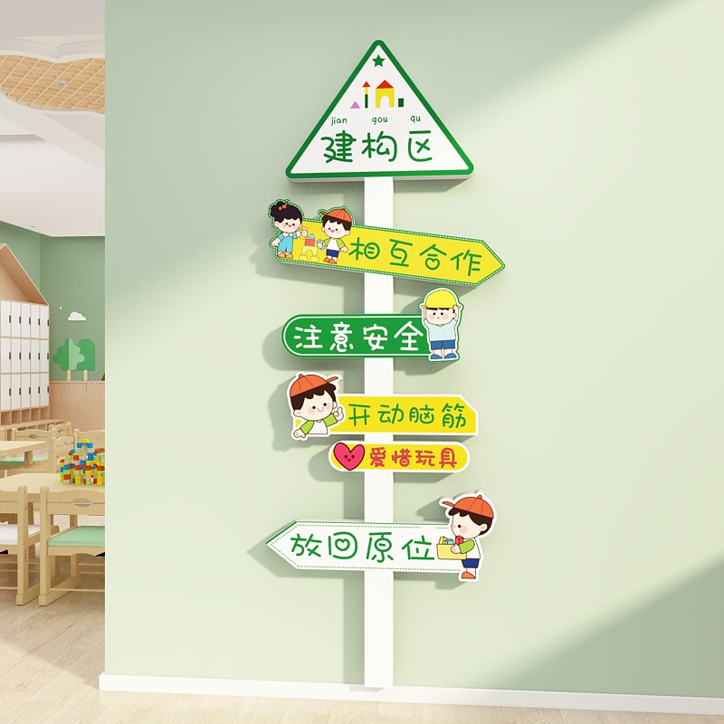 幼儿园建构益智区墙面q装饰环创材料主题成品设境布置材料文化楼