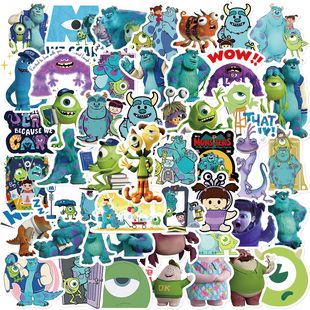 100张怪兽电力公司贴纸卡通大眼仔毛怪diy趣味表情包手账装饰贴画