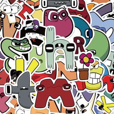 104张卡通alphabetlore字母传说贴纸创意儿童启蒙贴纸防水