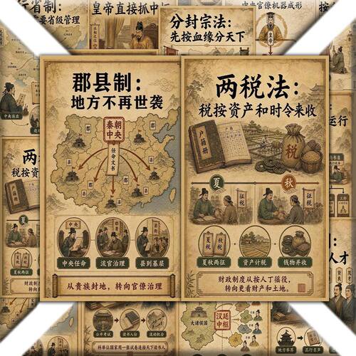 48张中国古代12次制度巨变贴纸人文历史趣发现历史知识笔记贴纸