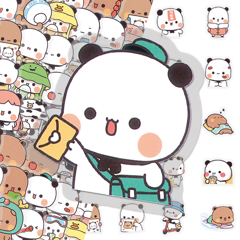 206张一二布布PET贴纸情侣小熊卡通可爱小表情手帐桌面手机壳贴画
