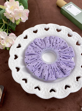 紫色波点针织肠圈bm风大肠发圈原创手作发绳扎头发简约韩系甜美女