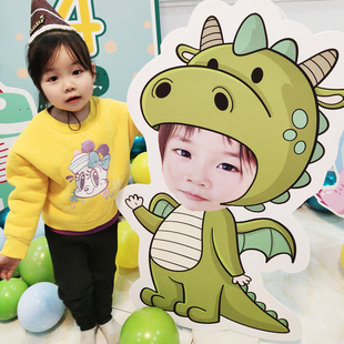 恐龙主题森林气球布置宝宝周岁生日定制海报男孩装饰套餐背景kt板