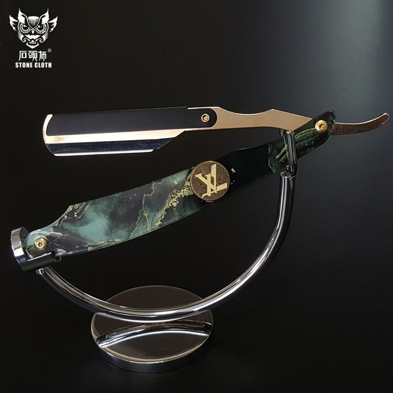 石头布刮刀刀架剃须刀老式刮刀剃刀刮脸修面刀理发师刮刀亚克力