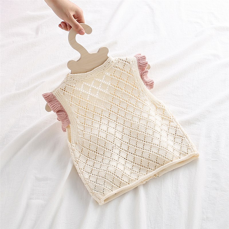 2023秋装女宝宝百搭婴儿0-3岁开衫纯棉女童针织毛衣菱形马甲外套