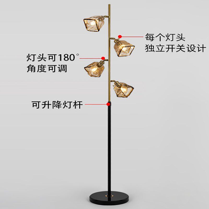 法式复古落地灯高级感美式工业风开关客厅卧室大理石氛围感落地灯