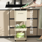 家用多层厨房垃圾桶免弯腰高脚带盖移动大号容量干湿分离内桶挂式