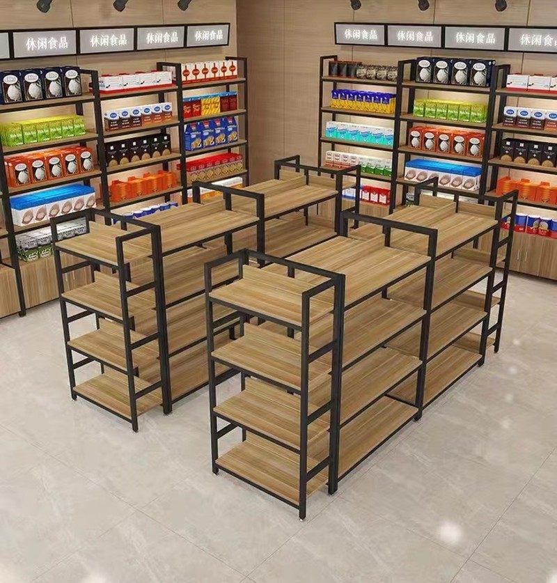 中岛柜双面超市货架展示台展示架多层零食架化妆品精品展示柜定制