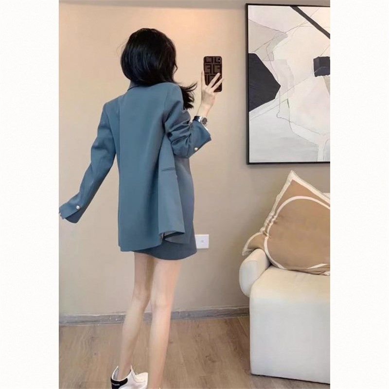 职业套装气质西装外套春秋季高腰包臀裙短款显瘦两件套套裙百搭款