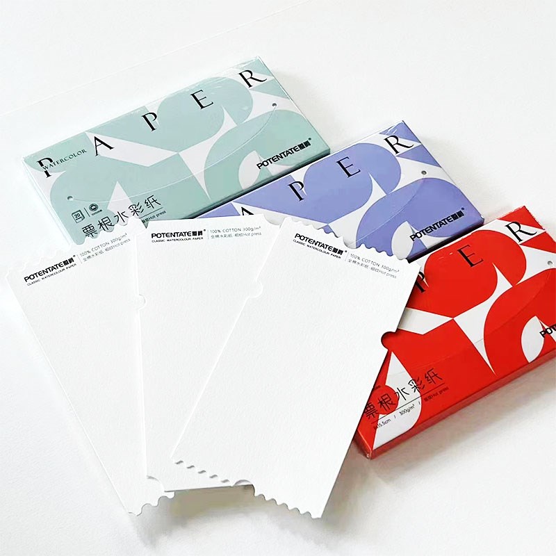 遵爵票根水彩纸棉浆300g细纹美术生用带锯齿马克笔纸油画棒邮票型