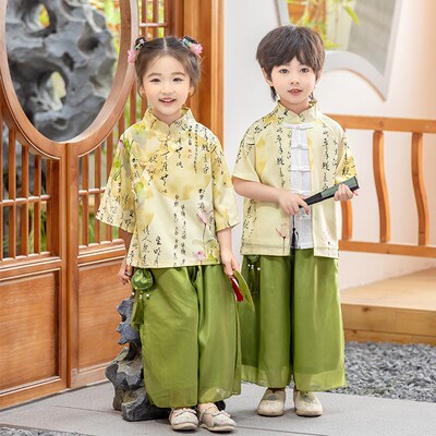 儿童汉服夏季六一幼儿园古装演出服中国风姐弟装唐装上春山舞蹈服