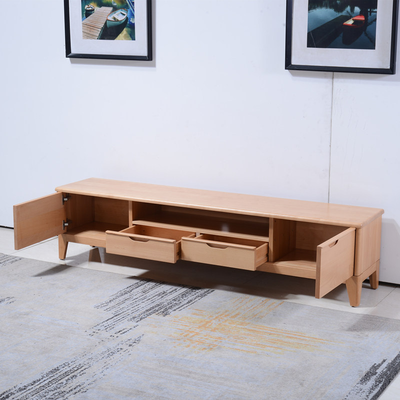 梦星魂 实木电视柜伸缩地柜组合全榉木原木大板高柜客厅储物靠墙