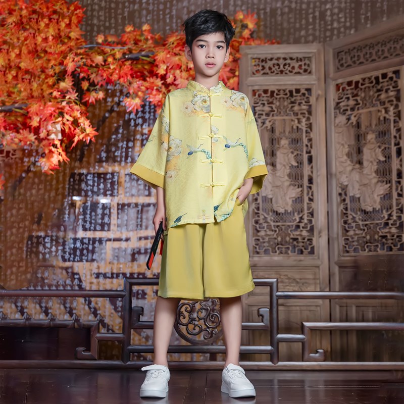 儿童合唱演出服六一表演服装中国风汉服男童旗袍女童夏季连衣裙子