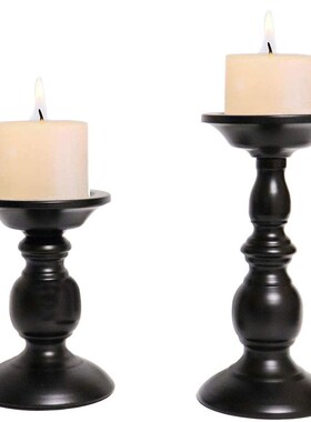 美式烛台烛光晚餐蜡烛杯气氛装饰黑色铁艺烛台工艺品摆饰