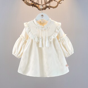 女童连衣裙春秋季复古洋气婴儿公主裙1旗袍裙3女宝宝秋天长袖裙子