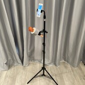 麦克风支架落地式 手机直播唱歌麦架弹唱落地金属三脚架话筒支架