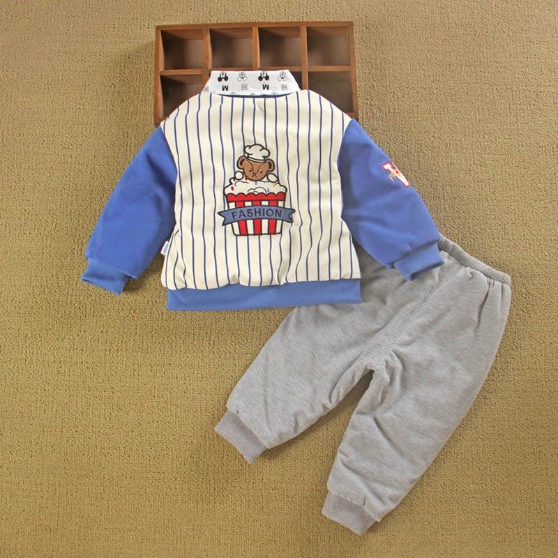 0一1岁男宝宝装童春秋薄夹棉衣服外套装小婴儿分体款三件套季洋气