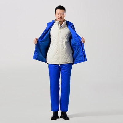 中石油站防静电工作服石化新款蓝色棉服大衣冬装加厚保暖上班车间