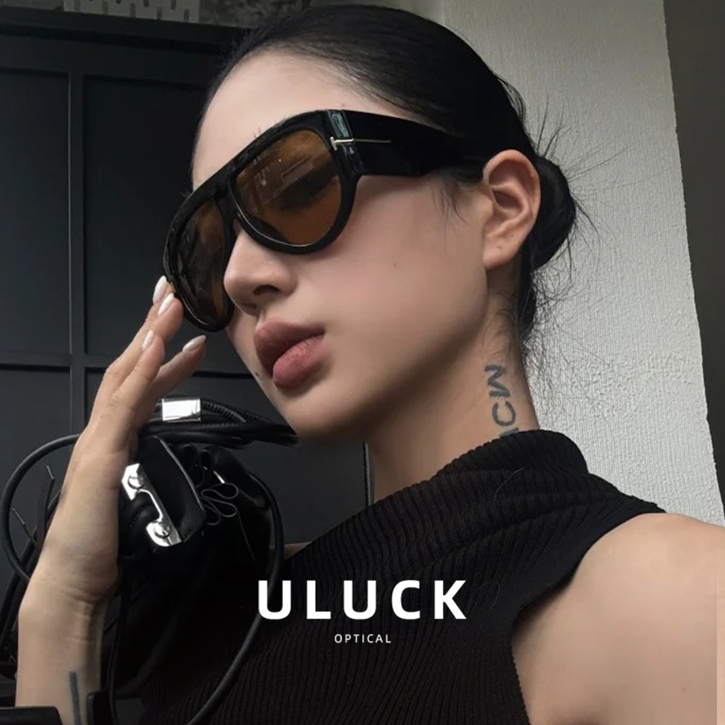 ULCUK复古ins超火飞行员风墨镜女款高级感大框显脸小板材太阳眼镜