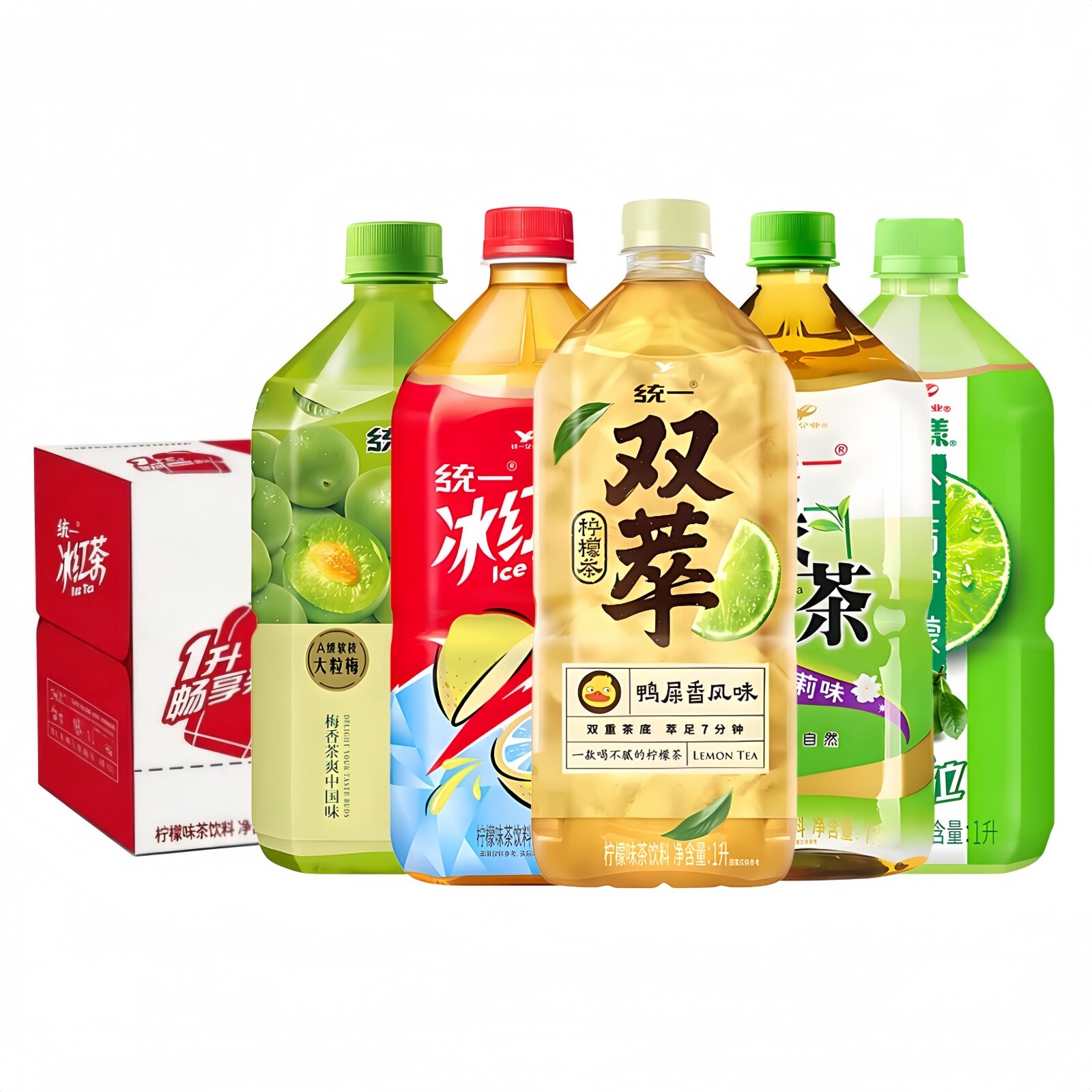 统一冰红茶1L*8瓶整箱无糖绿茶金桔柠檬蜜桃冰糖雪梨4瓶茉莉蜜茶