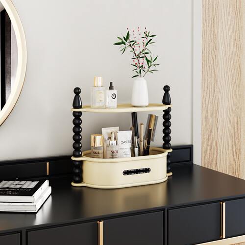 复古卧室梳妆台化妆护肤品置物架客餐厅桌面浴室级感整理收纳篮