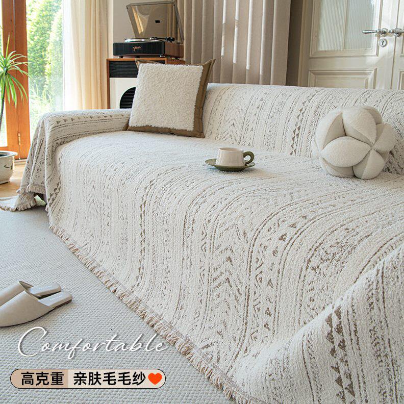 新款毛绒沙发巾2025秋冬半边绒沙发盖布轻奢防猫抓一片式沙发垫布