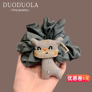 毛绒发圈可爱动物造型女生发饰发绳卡通头绳小鹿儿童头饰发绳头花