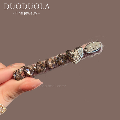 轻奢重工高级感紫色毛线水钻爱心发夹鸭嘴夹侧边刘海夹发卡发饰女