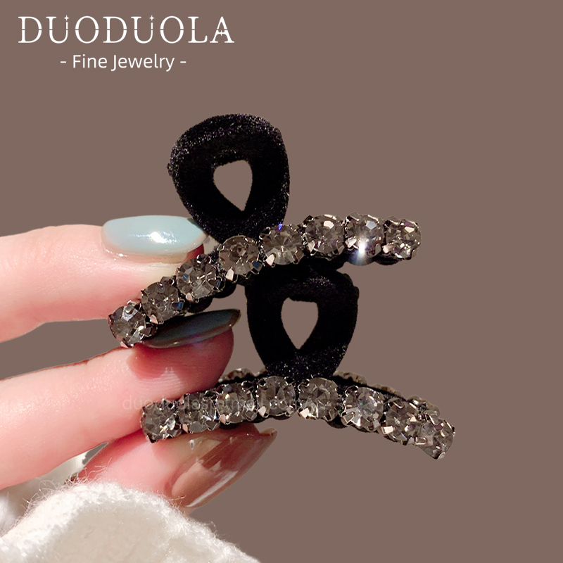 黑色高级感镶钻小抓夹新款气质韩版鲨鱼夹女款百搭侧边刘海碎发夹