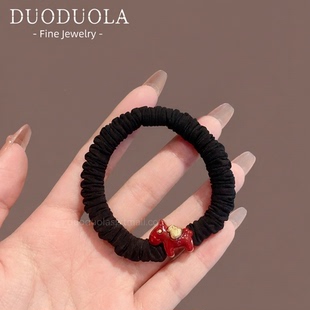 韩版简约小众红色小马皮筋耐用高弹力不伤发发绳发圈扎马尾发饰品
